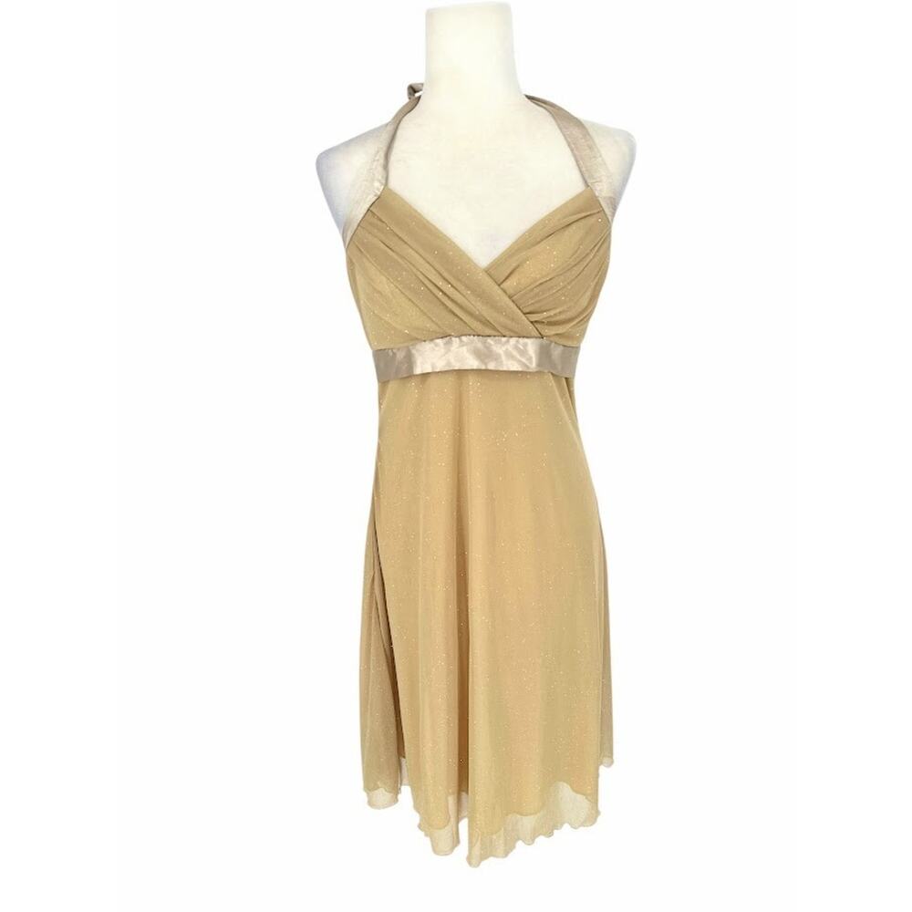 Three Pink‎ Hearts Trixxi Dress M Y2K Fairy Gold Sparkly Babydoll Holiday Party